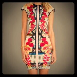 Clover Canyon Floral Mini Dress - Red, Blue, Black